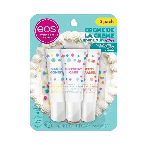 eos 24H Moisture Super Balm Minis- Crème de la Crème, Limited-Edition Lip Mask, Lip Mask, Made for Sensitive Skin, Shea Butter, Variety Pack, 0.169 fl oz, 3-Pack - Image 1