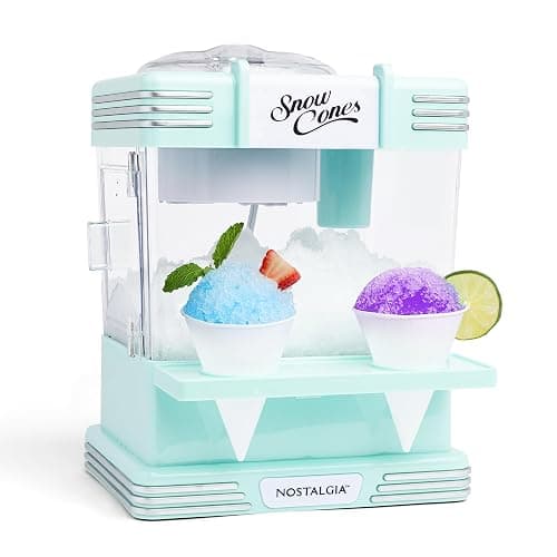 Nostalgia Snow Cone Shaved Ice Machine - Retro Table-Top Slushie Machine Makes 20 Icy Treats - Includes 2 Reusable Plastic Cups & Ice Scoop - Aqua - Image 1