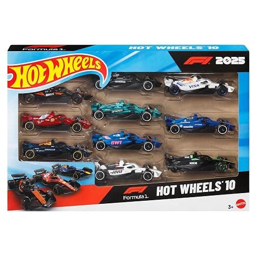 Hot Wheels Formula 1 2025 Pack de 10 | Set de 10 coches de carreras 1:64 de metal, cada equipo F1, detalles realistas, JMM24 - Image 1