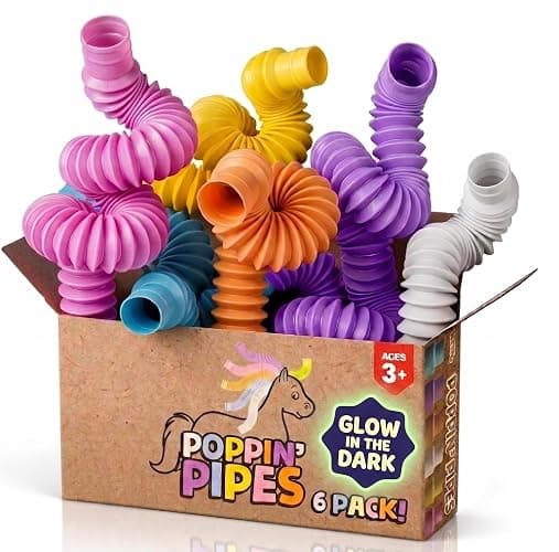 BUNMO Pop Tubes - Sensory Toys - Toddler Toys - Imaginative Play & Stimulating Creative Learning - Hours of Fun for Kids - Tons of Ways to Play - Non-Mouthable Toy 3+ - 6 Pack Medium - Image 1