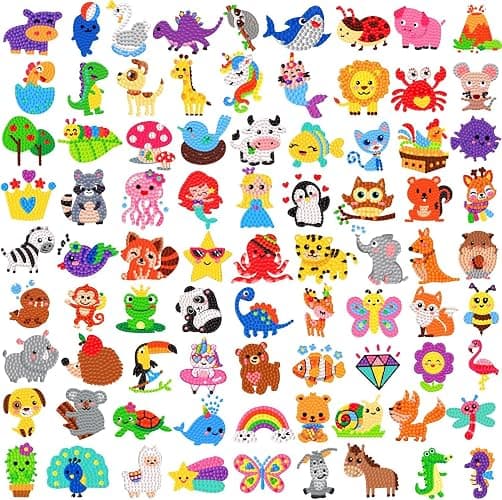 Labeol Diamond Art Kits for Kids Boys and Girls Ages 6-8-10-12 Easy to DIY Creative Diamond Art Sticker Craft by Numbers Kits for Kids and Adult Beginners (Colorful Animal) - Image 1