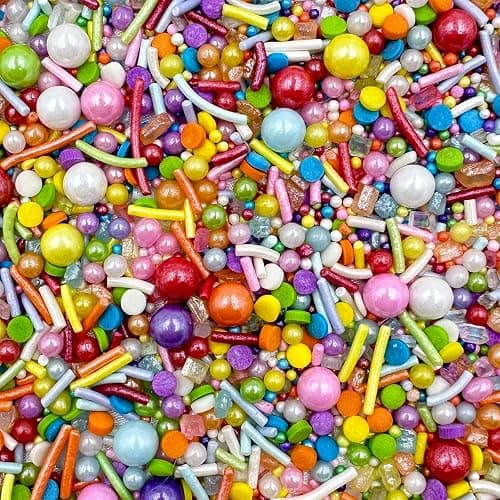 Rainbow Sprinkles for Cake Decorating, 4.6Oz Pastel Jimmies and Pearls Sprinkles Mix for Donut Cookie Baking Brownies Cupcake Ice Cream Toppings - Image 1