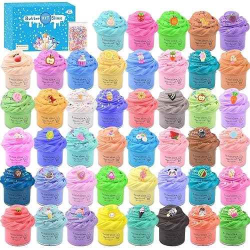 45 Pack Butter Slime Kit for Kids, Holiday Making Bulk Scented Slime Charms Party Favor, DIY Putty Toys, Soft & Non-Sticky, Stress Relief Toy for Girls and Boys Age 4-12, Birthday Basket Filler - Image 1