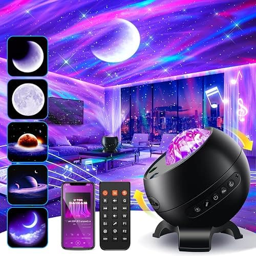 Northern Galaxy Light Projector, 300+Modes & 5 Films Star Projector, 15 White Noise & Bluetooth Northern Lights Projector,Moon Aurora Light Projector, Teen Girl Gifts Trendy Stuff, Bedroom Decor - Image 1