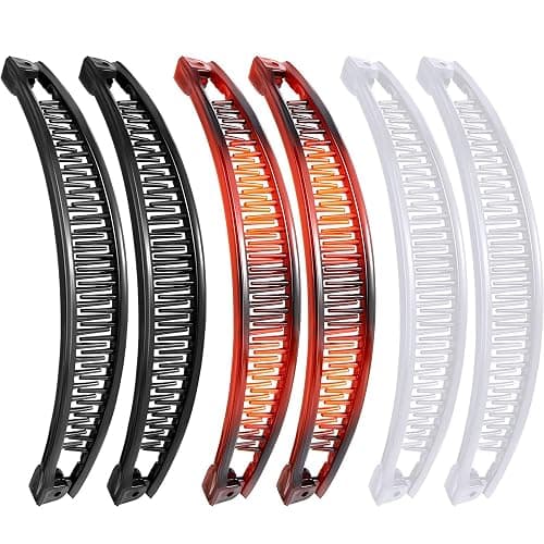 6 Pcs Banana Hair Clip Double Comb Long Hair Clips Banana Hair Comb for Thick & Fine Hair (Brown & Black) - Image 1
