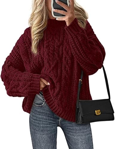 PRETTYGARDEN Women's Oversized Fall Sweaters 2025 Casual Long Sleeve Crewneck Chunky Cable Knit Pullover Tops Winter Clothes - Image 1