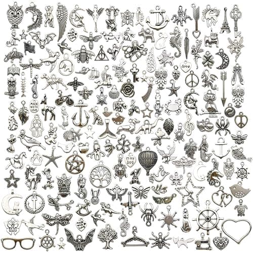 YoudiylaUK Wholesale Bulk Lots 200Pcs Tibetan Silver Charms Pendant Fitting for DIY Necklace Bracelet Earrings Jewellery Making Accessories WM332 - Image 1