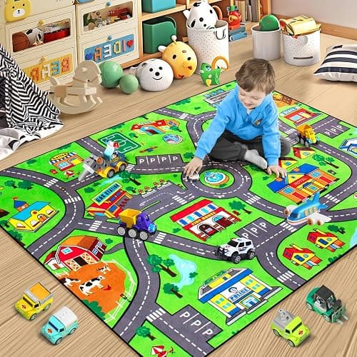 Diysani Road Car Rug,City Road Rug for Kids,4x6 Ft Kids Floor Play mat,and Car Carpet Play Mat with Realistic Colors – Perfect for Children and Non-Slip for Classroom,Playroom and Bedroom - Image 1