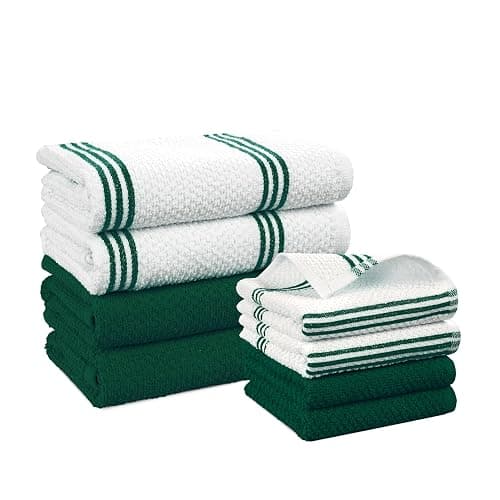 Casa Platino Kitchen Towel and Hand Towels for Kitchen β Cotton Dishcloths 8 Piece Set β Earthy Tones Meet Practical Design for Cooking, Drying, and Prep Flow β Olive - Image 1