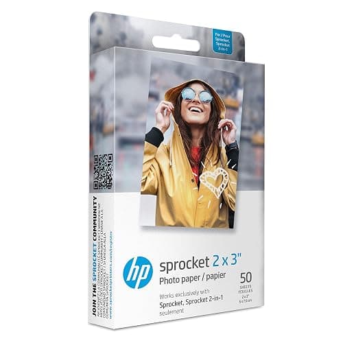 HP Sprocket 2x3" Premium Zink Sticky Back Photo Paper (50 Sheets) Compatible with HP Sprocket Photo Printers. - Image 1