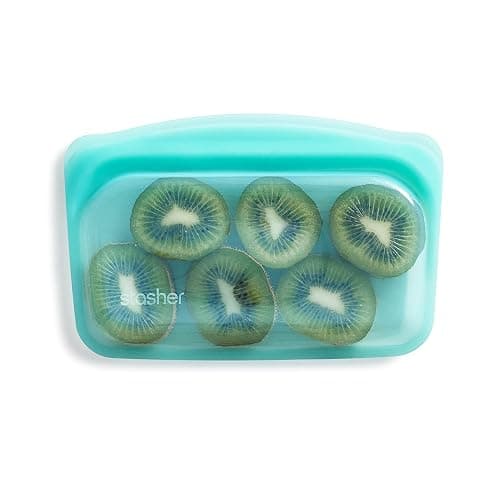 Stasher Premium Silicone Reusable Food Storage Snack Bag, Aqua, Microwave, Sous Vide, Dishwasher, Oven and Freezer Safe, BPA Free, Leak-free, Eco-friendly, 12 Oz - Image 1