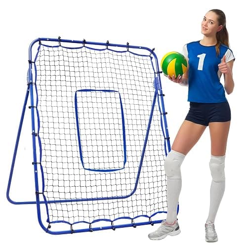 Winthai Volleyball Rebounder Net, 6 Angles Adjustable Pitch Bounce Back Baseball Softbal Lacrosse Rebound Sports Practice Training Equipment with Strike Zone for Backyard Indoor Outdoor - Image 1