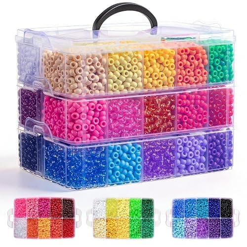 Simetufy 10000Pcs Pony Beads Bulk, 30 Colors Rainbow Kandi Beads for Hair Braiding Bracelet Making Kandi Jewelry Key Chains DIY Crafts Gifts Gifts (5.73lb, Stack Box) - Image 1
