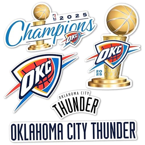 Desert Cactus Oklahoma City Thunder Sticker Decal (25 Champ T2-1) | Officially Licensed OKC NBA Basketball Champions Championship Vinyl Car for Laptops, Water Bottle, & Scrapbooks, Merch - Image 1