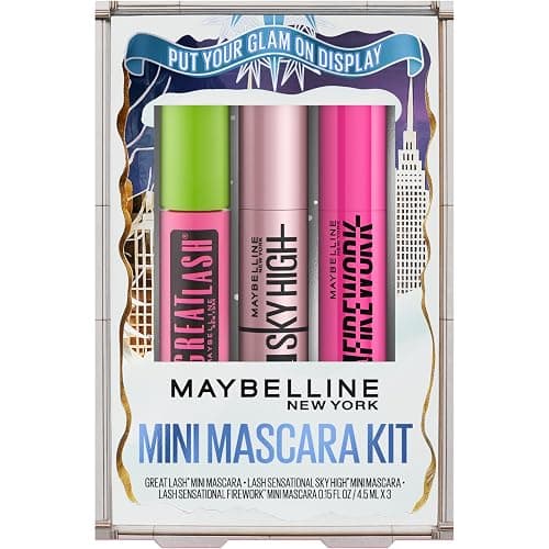 Maybelline Lash Sensational Holiday Mascara Makeup Kit, Includes Mini Sky High, Firework and Great Lash Mascara, 1 Makeup Gift Set - Image 1