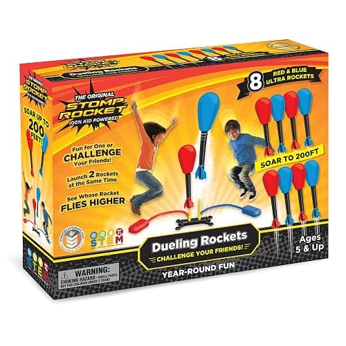 Stomp Rocket Original Dueling Rocket Launcher for Kids, 8 Rockets - Fun Backyard & Outdoor Kids Toys Gifts for Boys & Girls -Toy Foam Blaster Set Soars 200ft - Multi-Player Launcher Stand - Image 1
