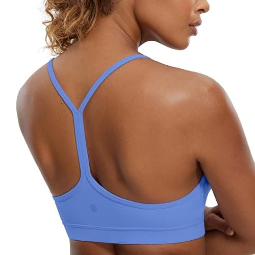 CRZ YOGA Butterluxe Womens Y Back Sports Bra - Padded Racerback Low Impact Spaghetti Thin Strap Workout Yoga Top - X-Small - Wild Indigo - Image 1