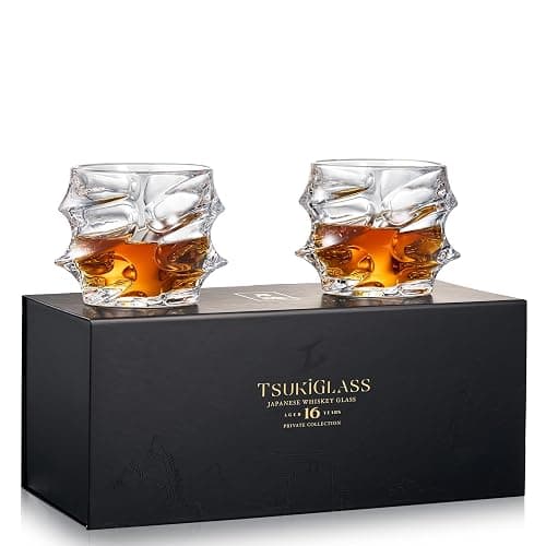TSUKIGLASS Storm Crystal Cocktail Whiskey Glasses Set, Gifts for Men | Japanese Old Fashioned Rocks Tumblers, 8.45oz, Bourbon & Scotch glasses, Lead-Free Crystal, Gift-Ready Box - Image 1