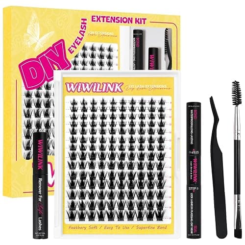 WiWiLINK Lashes California Sunset Kit Manga Lash Clusters Kit 8-18mm Wispy Eyelash Clusters DIY Lash Spikes Waterproof Anime Extension 0.3mm Ultra-Thin Band Individual Cluster Eyelash Extensions Kit - Image 1