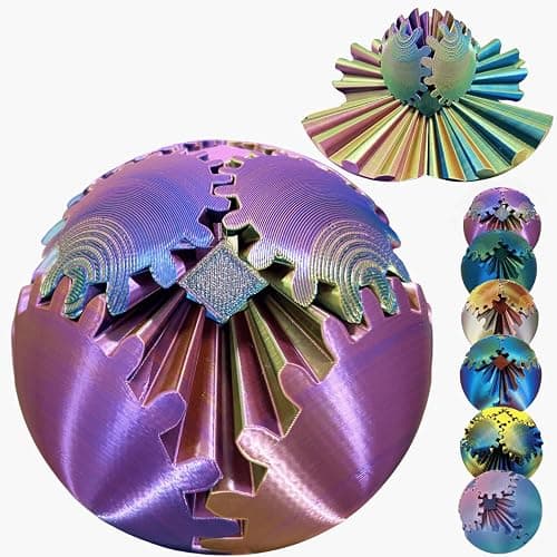 Gear Ball 3D Printed Spin Ball Cube Fidget Toys, Gear Sphere Fidget Toy, GearSphere Desk Toy Stress Fidget Balls, Fidgets Spinners for Adults & Kids Anxiety Relaxing - Image 1