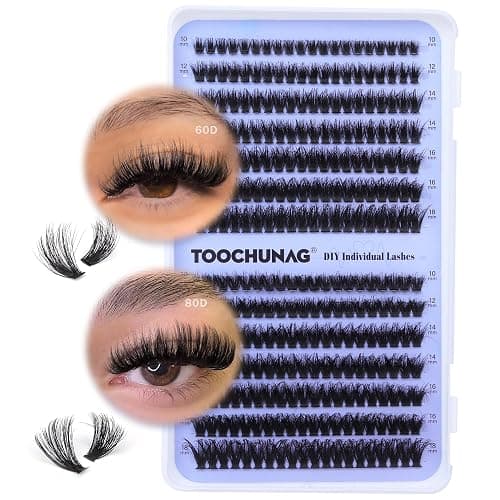Fluff Lash Clusters 60D+80D Thick Eyelash Clusters D Curly Wispy Individual Lashes 10-18mm Cluster Eyelash Extensions 280pcs False Eyelashes DIY Flat Lash Extension by TOOCHUNAG - Image 1