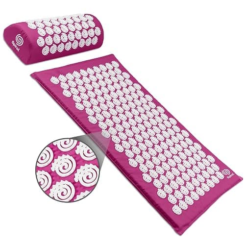 Spirol Acupressure Mat and Pillow Set for Back, Neck and Shoulder Pain Relief, with Flexible Acupressure Spikes, Includes Carry Bag (Amethyst) - Image 1