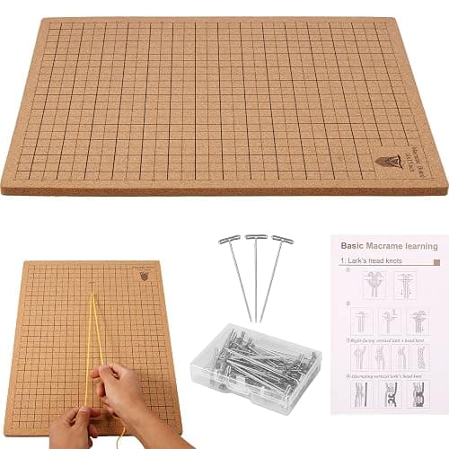 Macrame Board and Pins, 12×16 in Macrame Project Board, Double-Sided Grids Handmade Braiding Board with Instructions for Braiding Bracelet Creating Macrame and Knotting Creations (12×16 in) - Image 1