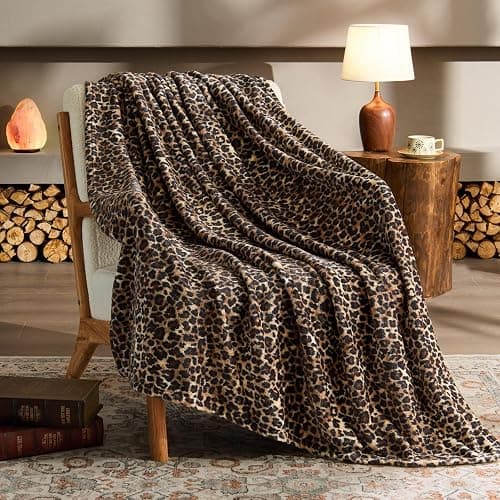 BEDELITE Leopard Print Throw Blanket – Soft Cheetah Blanket for Bed & Couch, Cozy Lightweight Fleece Animal Print Throw, 50"x 60", Brown - Image 1