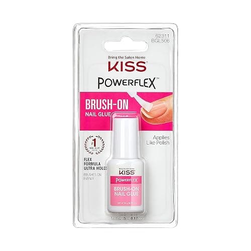 KISS PowerFlex Brush-On Nail Glue for Press On Nails, Ultra Hold Flex Formula Nail Adhesive, Includes One Bottle 5g (0.17 oz.) with Twist-Off Cap & Brush Applicator - Image 1