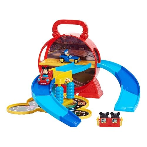 Disney Junior Mickey Mouse Stow ’n Go Garage, Figure and Vehicle Playset, Kids Toys for Ages 3 Up by Just Play - Image 1