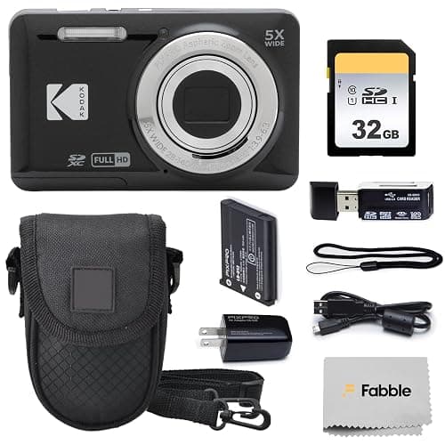 KODAK PIXPRO FZ55 16MP Digital Point & Shoot Camera, 5X Optical Zoom, 28mm Wide Angle, 1080P Full HD Video, Bundle with 32GB SD Card, Protective Case, and Hi-Speed Card Reader (Black) - Image 1