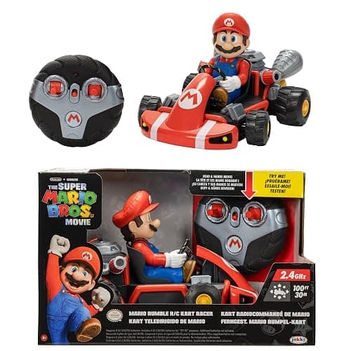Super Mario BROS. Movie Rumble Kart RC Racer – 2.4GHz Full-Function Remote Control Car – Lights, Sounds, Spinning Action – 100ft Range – Ages 4+ - Image 1