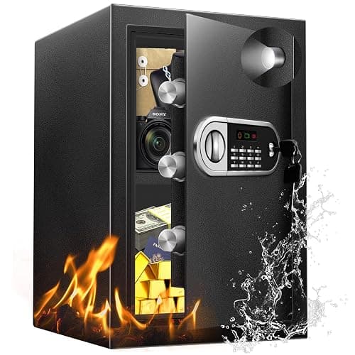 RETLLAS 2.5 Cu Ft Safe Box for Home Steel Electronic Digital Safety Box Personal Security Lock Box with LED Sensor Light Emergency Type-C External Charge for Money Jewelry Documents - Image 1