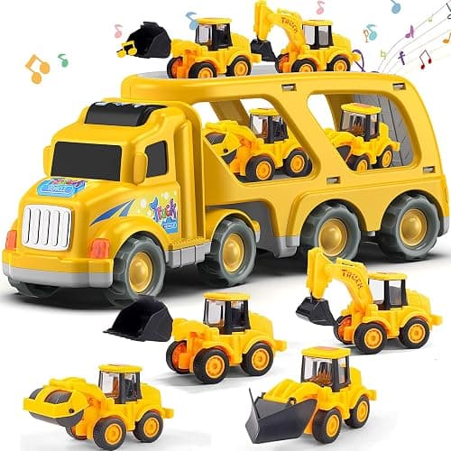 Veslier Construction Truck Toys for Boys Girls Age 1 2 3 4 5 6 Years Old,Carrier Transport Trucks for Kids 1-3 3-5 Year Old,Christmas Birthday Gift Toddler Toys. - Image 1