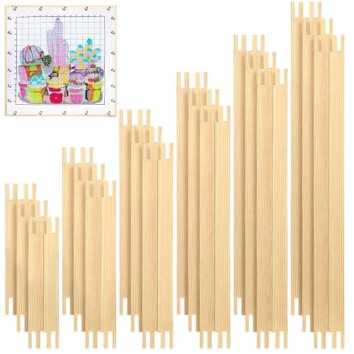 Hotop 6 Sets Stretcher Bars for Needlework 6 Sizes Wooden Canvas Stretcher Bars for Needlepoint Embroidery Stitch Frame Set Bundle with Crafts - Image 1