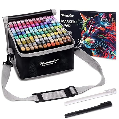 realcolor 120 Alcohol Markers Set,Dual Tip Art Markers for Adult Coloring, Alcohol Marker Set for Drawing,Coloring,Sketching,Card Making,Illustration, Ideal for Artists, Designers & Crafters - Image 1