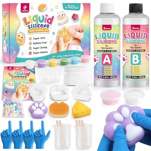 ColoPlay Taba Squishy Kit - 18OZ Rubber with Guided, Bubble Free and Faster Fully Cures - FuFu Squishy Kit with Mold, Flocking Powder - Stress Relief Entertainment - Image 1