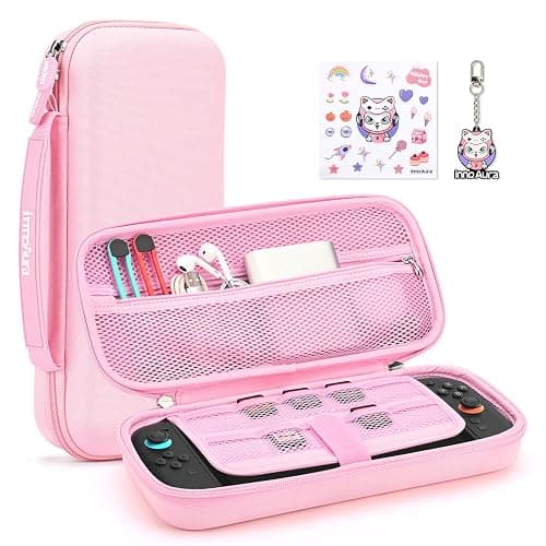 innoAura Switch 2 Carrying Case for NS Switch 2 (2025), with 9 Game Card Slots, Protective Travel Storage Case, Cute Pendant and Sticker, Pink - Image 1