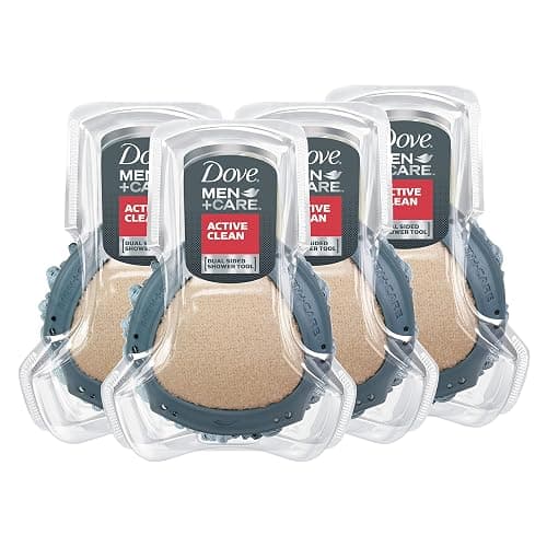 DOVE MEN + CARE Shower Tool 4 Count For Stronger, Healthy-Feeling Skin Active Clean Scrubs and Exfoliates for a Deeper Clean With Body Wash - Image 1