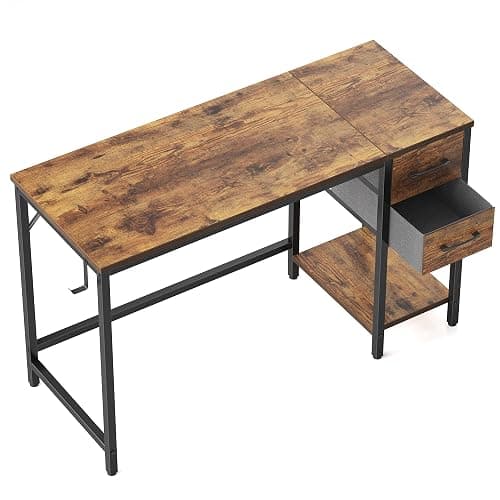Cubiker Computer Home Office Desk with Drawers, 40 Inch Small Desk Study Writing Table, Modern Simple PC Desk, Rustic Brown - 40 inch - Vintage Brown - Image 1