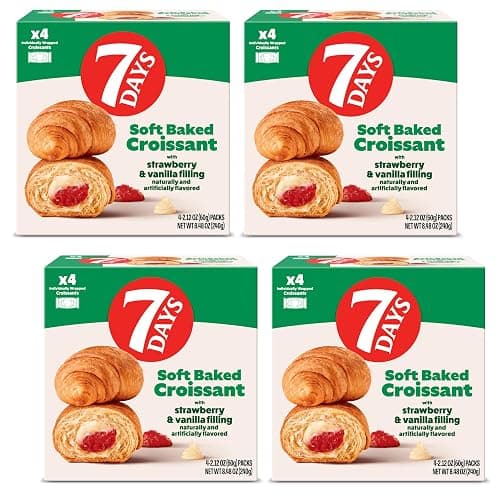 7Days Soft Croissant Multipacks (16 Pack), Strawberry Vanilla, 4 Boxes, Non-GMO Breakfast Pastry (2.12oz, Pack of 16) - Image 1