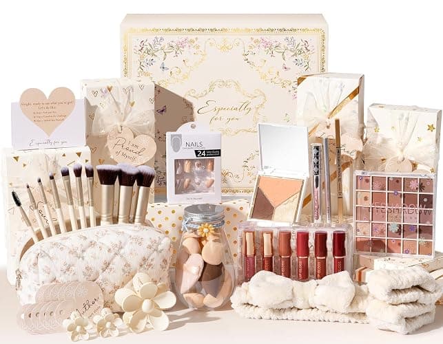 Teen Girl Gifts Trendy Stuff, 10 Positive Affirmation Cards & Empowering Challenges to Unlock 10 Wrapped Makeup Gift Set Motivational Birthday Easter Basket Stuffers Gifts for Tween & Teenage Girls - Image 1