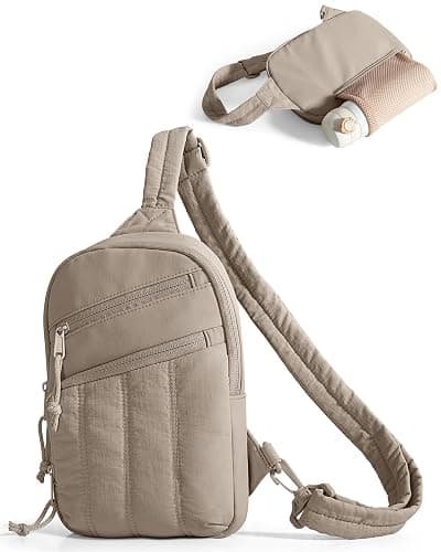 Smasrob Puffer Sling Bag for Women with RFID Blocking Pocket and Hidden Water Bottle Holder, Crossbody Bag for Women - Image 1