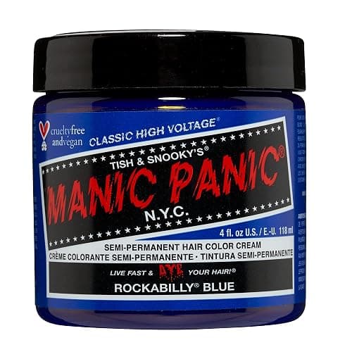 MANIC PANIC Classic Rockabilly Blue Semi Permanent Hair Color - True Neutral Blue Hair Dye for Women & Men That Lasts 4-6 Weeks - Vegan, Ammonia & Cruelty-Free - Create & Mix Custom Shades (4oz) - Image 1