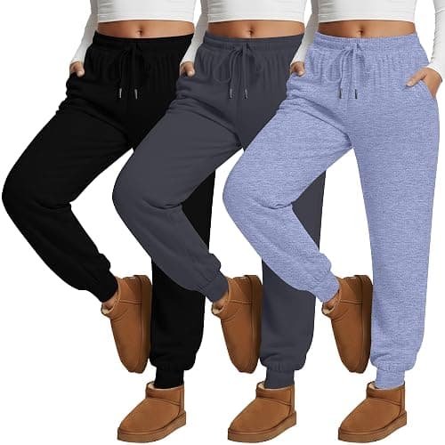 Evervibe 3Pack Women's Plus Size Sweatpants with Pockets Drawstring Elastic Waist Joggers Lounge Running Yoga Pants Trousers - Image 1