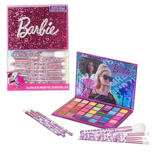 Barbie 35-Well Shadow Palette, Shimmery and Opaque Colors, Pigmented Blendable, 8 Application Brushes Ages 8+, Perfect for Parties, Sleepovers & Makeovers, By Townley Girl - Image 1