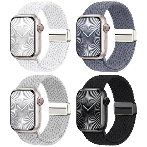 Braided Stretchy Bands with Magnetic Clasp Compatible for Apple Watch Band 40mm 41mm 42mm 38mm 44mm 45mm 46mm 49mm Women Men, Elastic Nylon Sport Strap for iWatch Series 11 10 9 8 7 6 5 4 Ultra/SE 3 2 - Image 1