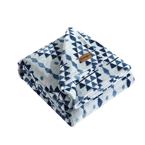 Wrangler - King Blanket, Ultra Soft Plush Fleece Reversible Bedding, Lightweight Home Decor for All Seasons (Westin Blue, King) - Image 1
