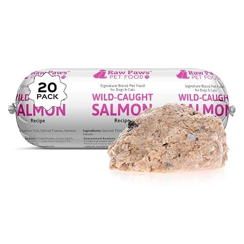 Raw Paws Signature Pet Food for Dogs & Cats - Wild Caught Salmon, 1-lb Rolls (20 Pack) Made in USA Salmon Dog Food - Raw Frozen Fish Dog Food - Sensitive Stomach Cat Food - Image 1