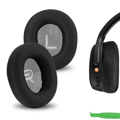Geekria Comfort Mesh Fabric Ear Pads Compatible with Skullcandy Crusher ANC 2 Headphones, Ear Cushions with Video Guide (Black) - Image 1
